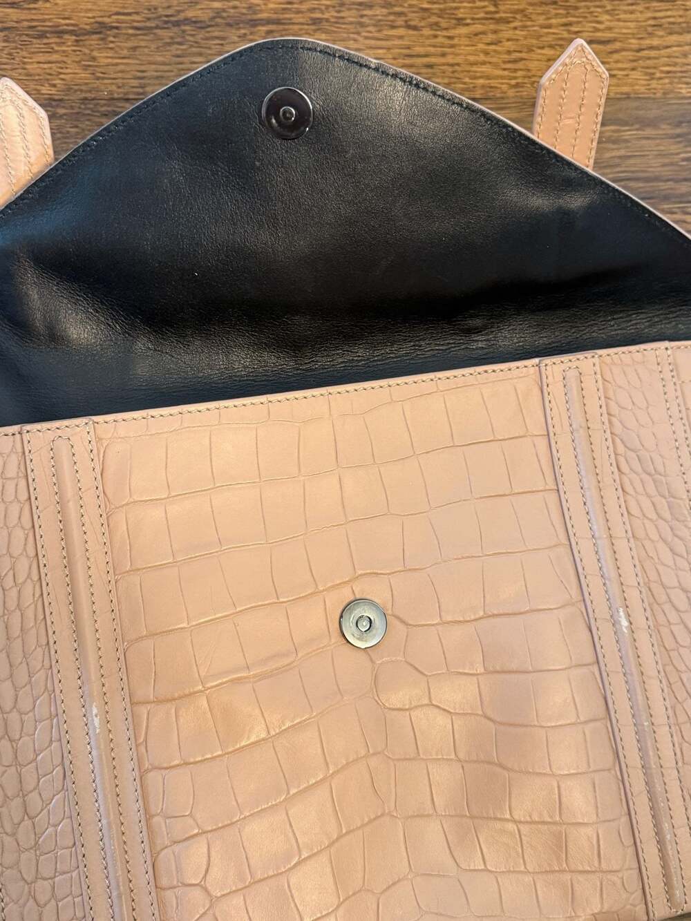 Reece Hudson Bowery Oversized Envelope Clutch in Nude Croc-Embossed Leather - Picture 2 of 4